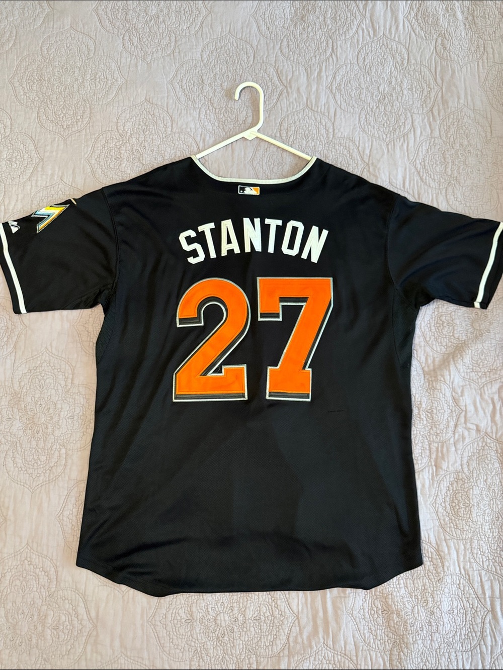Retro 2012 - Majestic Black Stanton #27 Baseball Jersey with Orange Numerals